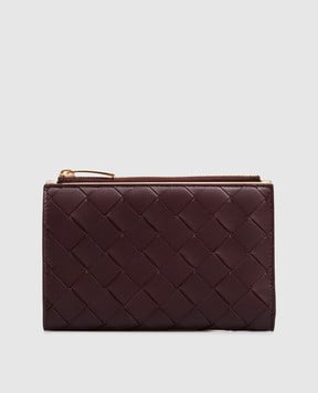 Bottega Veneta Бордовый кожаный портмоне Intrecciato 749940VCPP6