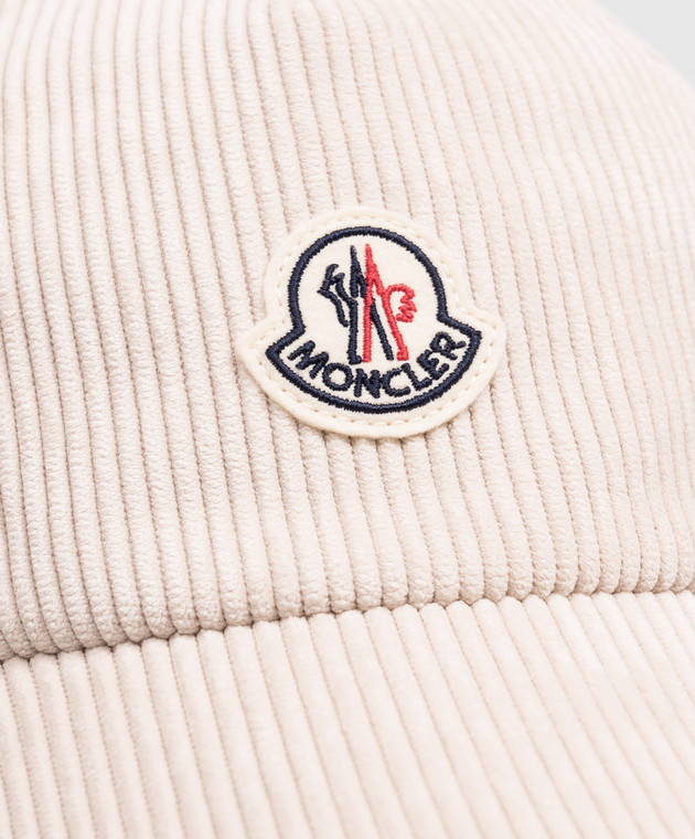 Moncler Бежевая вельветовая кепка с нашивкой логотипа L20933B000075964B изображение 4