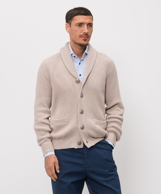 Brunello Cucinelli Бежевий кардиган MNI708606 зображення 3