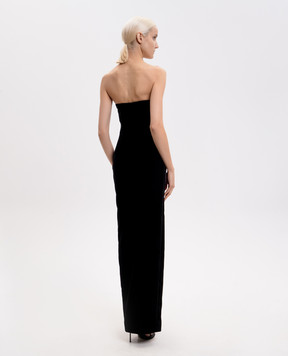 Alessandra Rich Черное бархатное платье макси с шелком FABX4269F2603