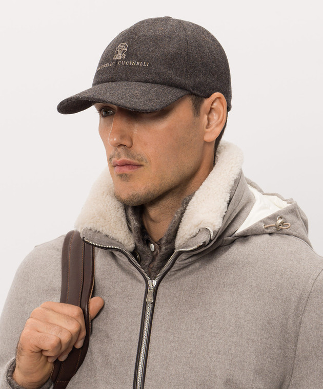 Brunello Cucinelli Коричневая кепка из шерсти M038P9850 изображение 2
