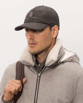 Brunello Cucinelli Коричнева кепка з вовни M038P9850