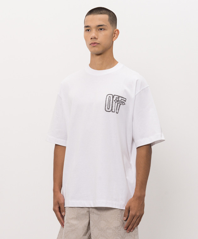 Off-White Белая футболка с принтом эмблемы 44MAA120F26J00Y изображение 3