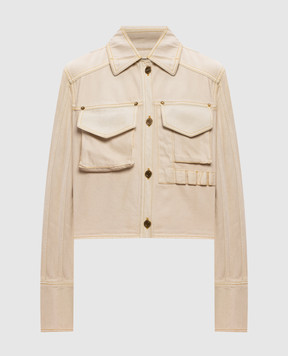 Balmain Бежевая джинсовая куртка GF0TC216DG22