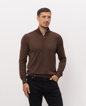 ISAIA Коричневий джемпер з кашеміру та шовку MG8474YP002