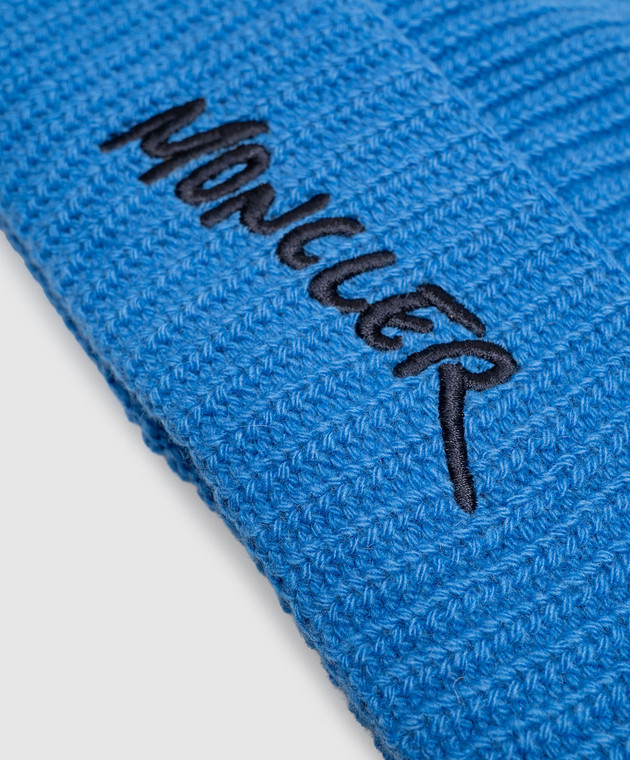 Moncler ENFANT Детская голубая шапка из шерсти и кашемира L29543B00016M4281 изображение 3