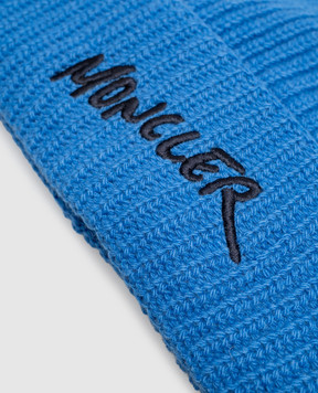 Moncler ENFANT Детская голубая шапка из шерсти и кашемира L29543B00016M4281