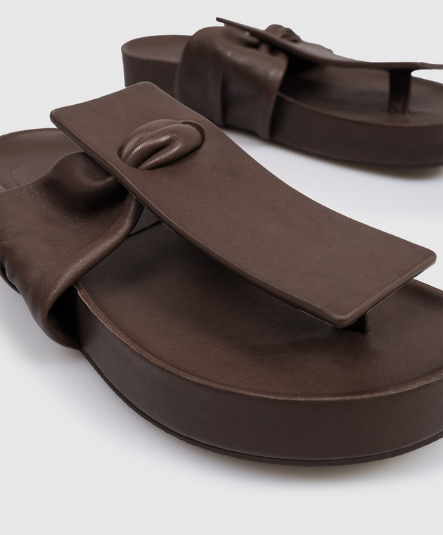 UMA WANG Коричневі шкіряні шльопанці US9077 зображення 5