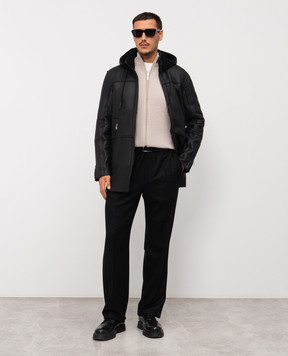 Pini Parma Бежевий кардиган з вовни і кашеміру FZIPRIBBEDBEI