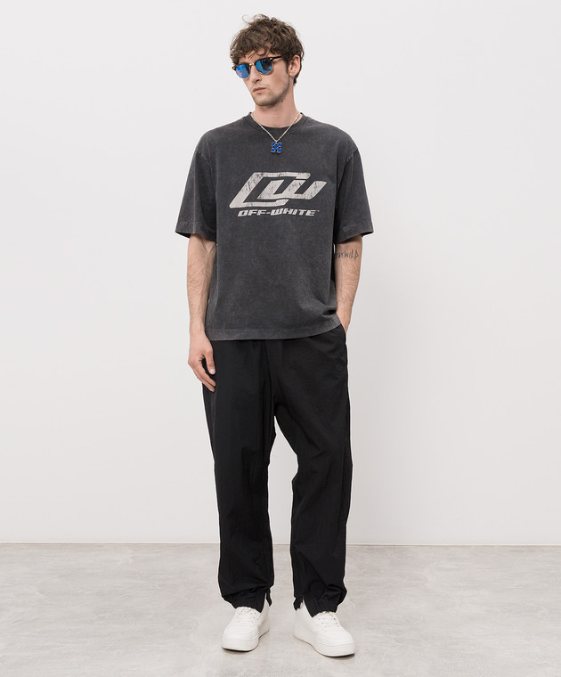 Off-White Серая футболка с принтом логотипа 44MAA120S26J00A изображение 2