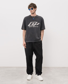 Off-White Серая футболка с принтом логотипа 44MAA120S26J00A