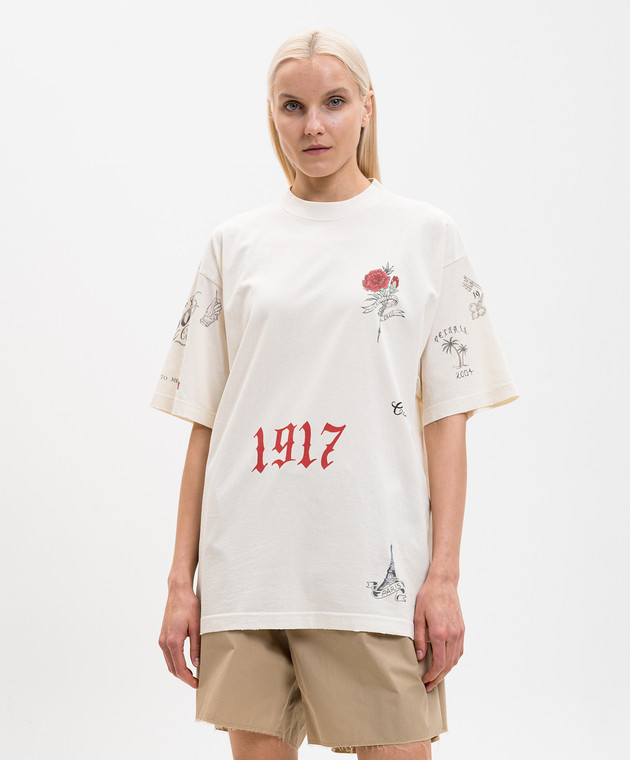 Balenciaga Футболка Tattoo кольору айворі 764235TUVJ2 зображення 3