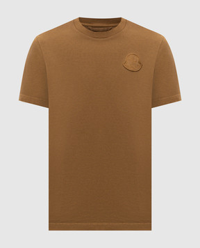 Moncler Коричнева футболка з нашивкою логотипа L10918C0004489AUG
