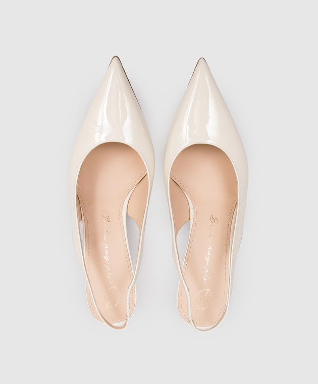 Babe Pay Pls Шкіряні лаковані слінгбеки кольору айворі 215604LA зображення 4