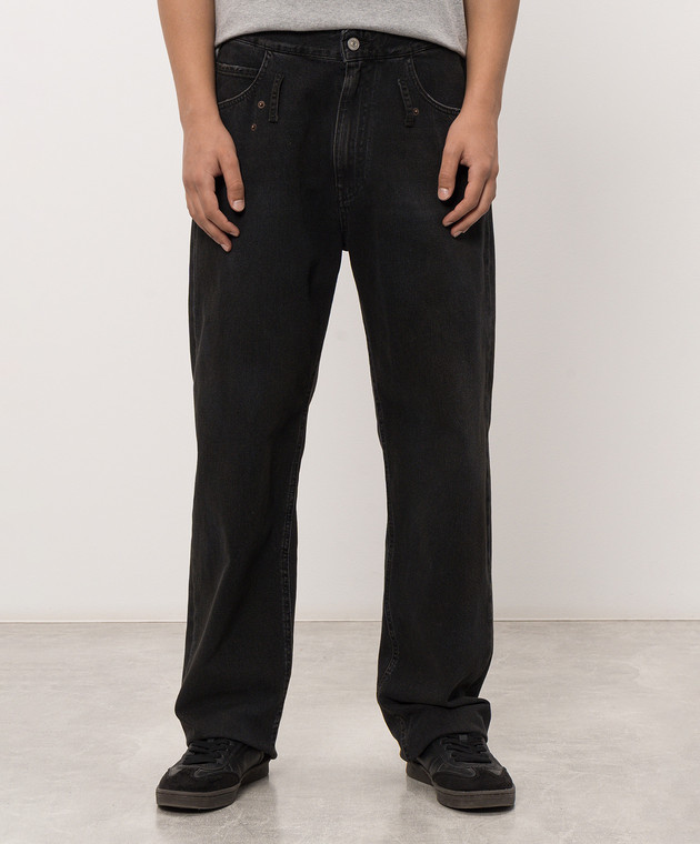 Maison Margiela MM6 Черные джинсы с нашивкой логотипа SH0LA0040M30064 изображение 3