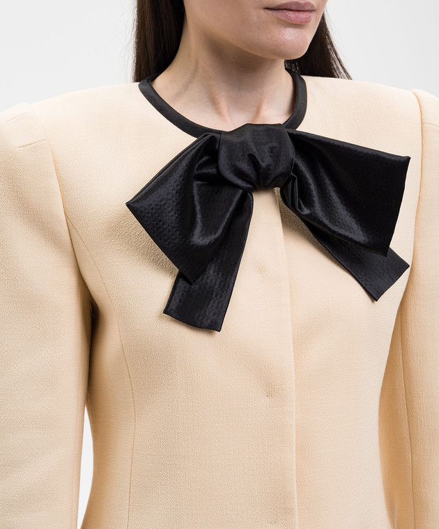 Valentino Бежевое пальто из шерсти с аппликацией 8B0CJ4529Q0 изображение 5