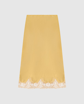 Saint Laurent Желтая юбка из шелка с кружевом 851414Y7G27