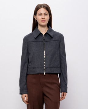 Brunello Cucinelli Серая укороченная куртка из шерсти MG5497459P