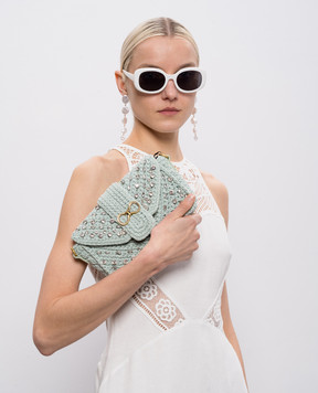 Twinset Зеленая вязаная сумка с кристаллами 261TB7490