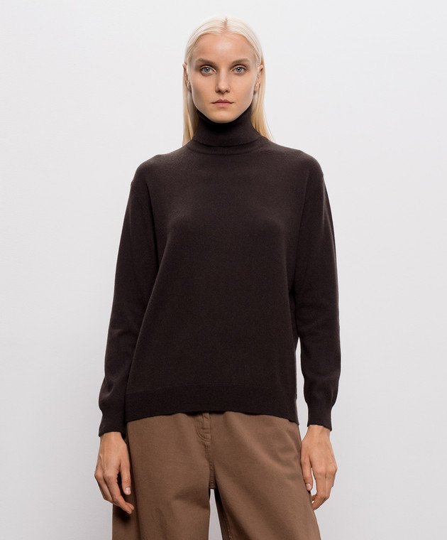 Brunello Cucinelli Коричневый гольф из кашемира с цепочкой мониль M12150103 изображение 3