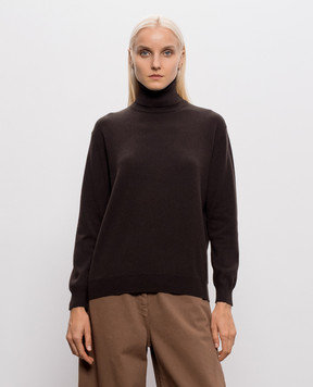 Brunello Cucinelli Коричневый гольф из кашемира с цепочкой мониль M12150103