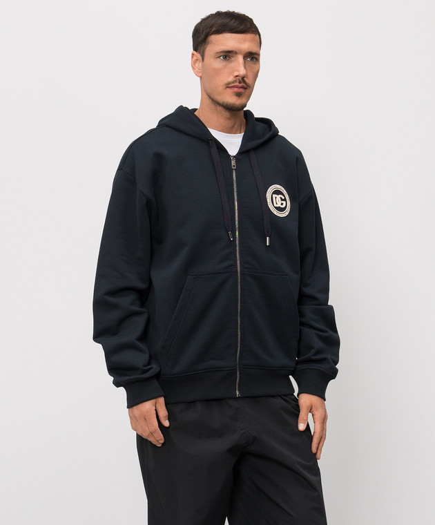 Dolce&Gabbana Синя спортивна куртка з нашивкою монограми логотипа G9AIYZG7PZG зображення 2