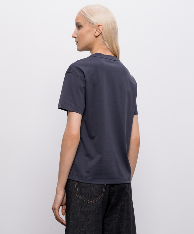 Brunello Cucinelli Синя футболка з ланцюжком MPT81EC710 зображення 4