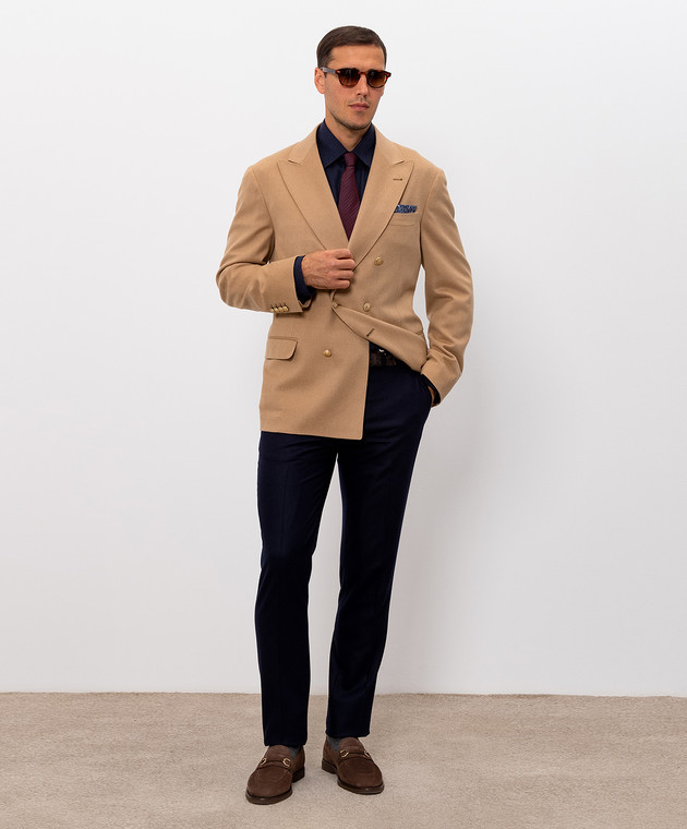 Brunello Cucinelli Темно-синя сорочка у візерунок MY6370621 зображення 2