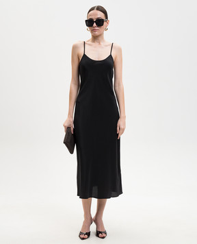 Victoria Beckham Чорна сукня міді із шовку 1126WDR007501B