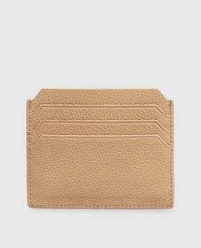 Santoni Бежевий шкіряний картхолдер з принтом логотипа DFPPA2693FOHSIW