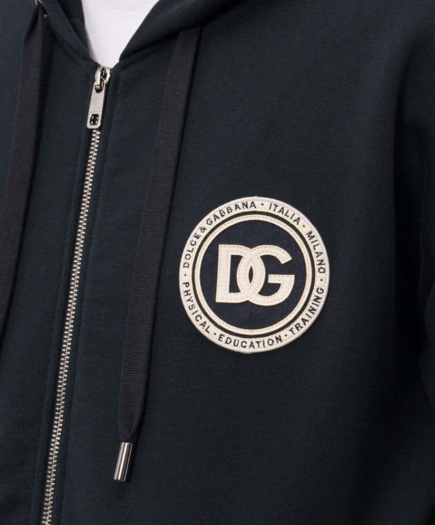 Dolce&Gabbana Синя спортивна куртка з нашивкою монограми логотипа G9AIYZG7PZG зображення 4