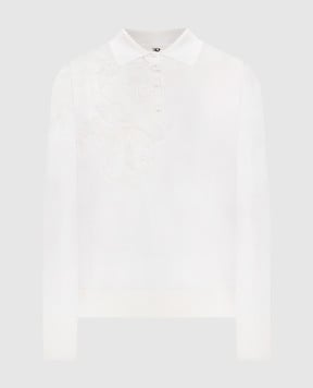 Ermanno Scervino Біле поло з вовни мериноса з мереживом D475M321APATL