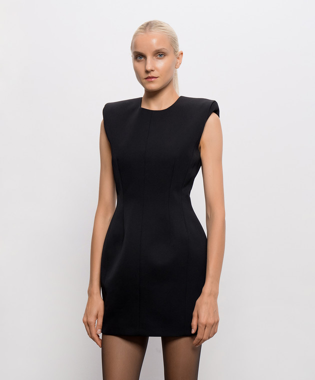 Thierry Mugler Черное платье мини из шерсти COM1RO18041020 изображение 3
