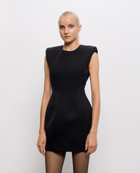 Thierry Mugler Черное платье мини из шерсти COM1RO18041020