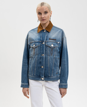 Versace Синяя джинсовая куртка с замшевым воротником 10226941A16751