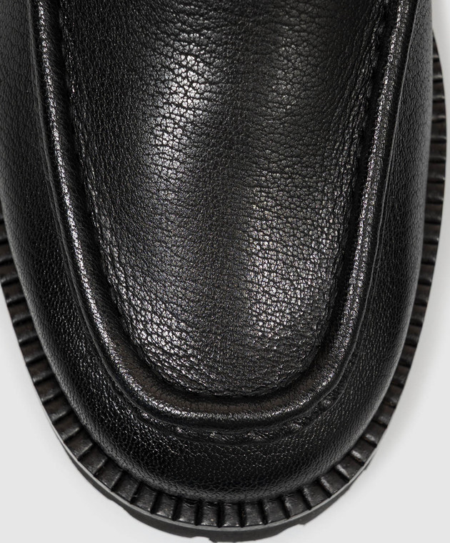 Valentino Чорні шкіряні лофери на хутрі Buffalo VLogo 9W2S0NF5JJJ зображення 5