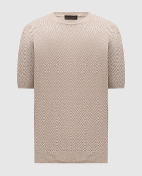 Brett Johnson Бежевая футболка с льна и шелка в узор SS26K79LPSISAN