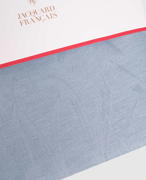 Le Jacquard Fraincais Блакитна скатертина Tivoli з льону в тканий візерунок 31298