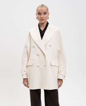 Ermanno Scervino Белое двубортное пальто из шерсти D476D702NKW