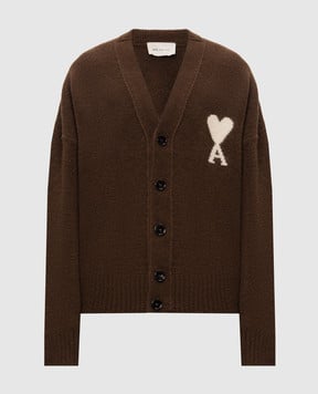 Ami Paris Коричневий кардиган з візерунком Ami de Coeur UKC365KN0135