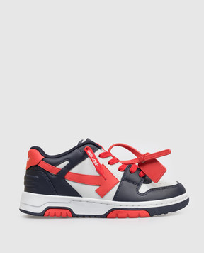 Off-White Детские синие кожаные кроссовки Out Of Office OBIA011S26LEA001