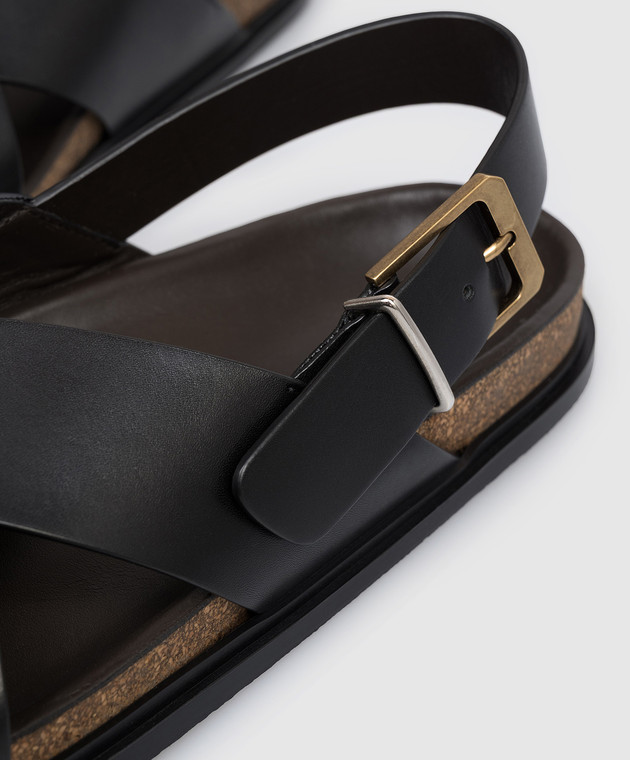 The Row Чорні шкіряні сандалі F1462L822 зображення 5