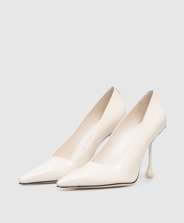 Jimmy Choo Кожаные лакированные туфли Ixia цвета айвори IXIA95PAT изображение 2