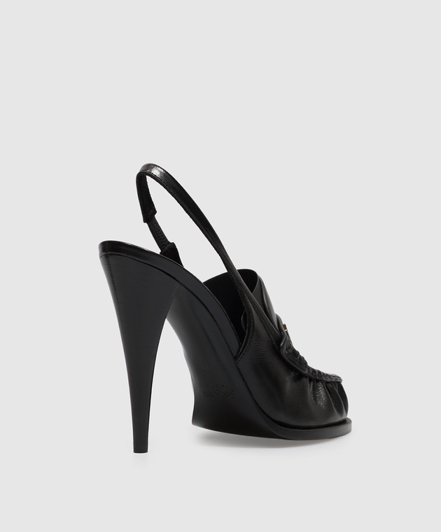Saint Laurent Черные кожаные слингбеки LE LOAFER A001EHAAGXE изображение 3
