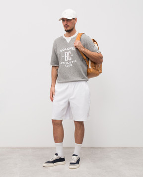 Brunello Cucinelli Серая меланжевая футболка с принтом MR8313378G