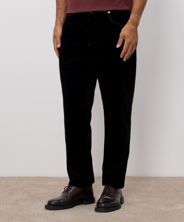 Brunello Cucinelli Черные брюки с патчем логотипа M280NF1012 изображение 3