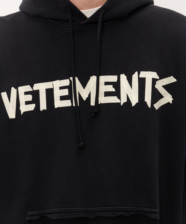 Vetements Черные худи с принтом логотипа MH27HD149Bm изображение 5