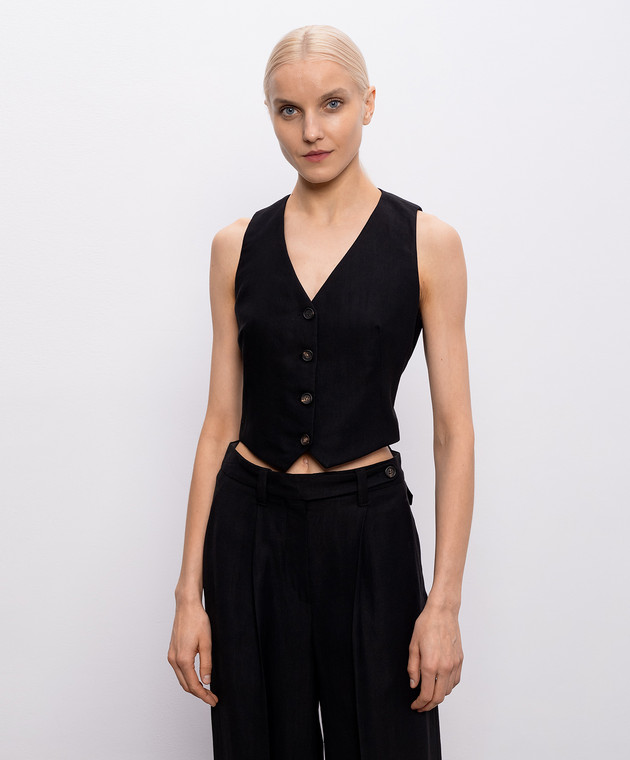 Brunello Cucinelli Чорний жилет з льоном MH126HG706 зображення 3