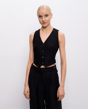 Brunello Cucinelli Черный жилет с льном MH126HG706