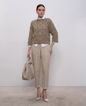 Peserico Ажурний джемпер кольору хакі A99054F0309110